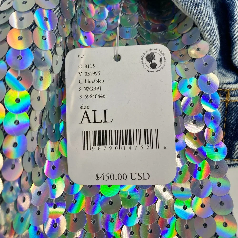 NWT Free People x Wren + Glory David Bowie Sequin Denim Jacket | OS - Picture 4 of 12